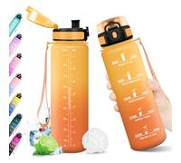 KollyKolla Borraccia 1L, Riutilizzabile, Bottiglia con Filtro, Borraccia con Indicatore del Tempo Motivazionale senza BPA, A Prova di Perdite, ideale per Adulti, Bambini, Scuola, Ufficio