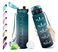 KollyKolla Borraccia 1L, Riutilizzabile, Bottiglia con Filtro, Borraccia con Indicatore del Tempo Motivazionale senza BPA, A Prova di Perdite, ideale per Adulti, Bambini, Scuola, Ufficio