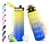KollyKolla Borraccia 1L, Riutilizzabile, Bottiglia con Filtro, Borraccia con Indicatore del Tempo Motivazionale senza BPA, A Prova di Perdite, ideale per Adulti, Bambini, Scuola, Ufficio