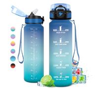 KollyKolla Borraccia 500ml/1L/1.5L, Palestra a Prova di Perdite, Motivazionale con Cannuccia, Bottiglia d'acqua Sportiva con Indicatore del Tempo,per Adulto, Viaggio, Sport, Scuola