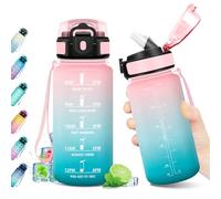 KollyKolla Borraccia 500ml, Borraccia con Cannuccia, Bottiglia Acqua Riutilizzabile, Borraccia con Marcatori Temporali, senza BPA, A Prova di Perdite, Bottiglia per Bambini, Scuola, Ufficio