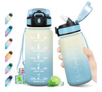 KollyKolla Borraccia 500ml, Borraccia con Cannuccia e Indicatore del Tempo, Bottiglia Acqua Riutilizzabile, senza BPA, A Prova di Perdite, Bottiglia Sport per Bambini, Studenti, Palestra, Ufficio