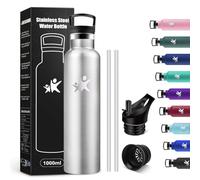 KollyKolla Borraccia Acciaio Inox 1 litro, Bottiglia Termica senza BPA, Borraccia Termica con Cannuccia, Isolamento Termico a Doppia Parete, Riutilizzabile, per Ufficio,Ciclismo, Palestra, Corsa