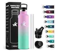 KollyKolla Borraccia Acciaio Inox 1 litro, Bottiglia Termica Senza BPA & Perdite, Borraccia Termica con Cannuccia, Riutilizzabile, per Ufficio, Sport, Ciclismo, Lavoro, Palestra, Gym, Corsa
