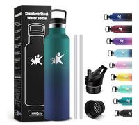 KollyKolla Borraccia Acciaio Inox 1 litro, Bottiglia Termica Senza BPA & Perdite, Borraccia Termica con Cannuccia, Riutilizzabile, per Ufficio, Sport, Ciclismo, Lavoro, Palestra, Gym, Corsa