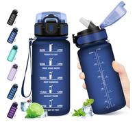 KollyKolla Borraccia Bambini 500ml, Bottiglia d'acqua Sportiva con Indicatore del Tempo Motivazionale, Borraccia con Cannuccia, 1 Clic Aperto, Borraccia Acqua per Bambini, Scuola, Bici, Palestra