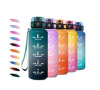 KollyKolla Borraccia Sport 1,5L, Borraccia con Filtro Senza Perdite, Bottiglia Motivazionale, Facile da Trasportare, Bottiglia Acqua Sportiva con Indicatore del Tempo, per Campeggio, Fitness, Yoga