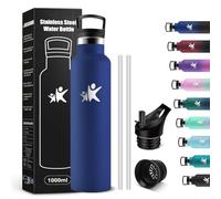 KollyKolla Borraccia Termica 1 litro, Bottiglia d'acqua senza BPA, Borraccia in Acciaio Inossidabile con Cannuccia, a Prova di Perdite, Riutilizzabile, Borracce per Ufficio, Sport, Ciclismo, Lavoro