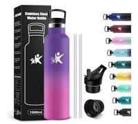 KollyKolla Borraccia Termica 1 litro, Bottiglia d'acqua senza BPA, Borraccia in Acciaio Inossidabile con Cannuccia, a Prova di Perdite, Riutilizzabile, Borracce per Ufficio, Sport, Ciclismo, Lavoro