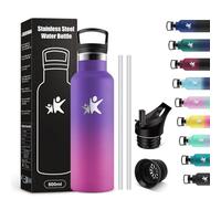 KollyKolla Borraccia Termica Bambini 500ml, Borraccia con Cannuccia, senza BPA, Borraccia Acciaio Inox, Facile Pulizia, a Prova di Perdite, Borracce Ufficio, Scuola, Campeggio, Palestra, Viaggio