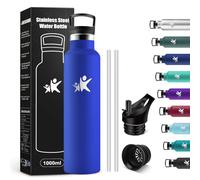 KollyKolla Bottiglia Termica 1L, Borraccia Termica con Cannuccia, senza BPA, Isolamento Sottovuoto a Doppia Parete, senza Perdite, Borraccia per Lavoro, Viaggio, Viaggio, Sport, Ciclismo