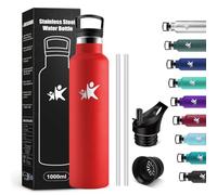 KollyKolla Bottiglia Termica 1L, Borraccia Termica con Cannuccia, senza BPA, Isolamento Sottovuoto a Doppia Parete, senza Perdite, Borraccia per Lavoro, Viaggio, Viaggio, Sport, Ciclismo