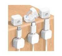 KollyKolla Clip per Cavi Magnetici 6 Pezzi, Fermacavi Adesivi, Organizzatore di Cavi Autoadesivo, Cable Management per Cavi USB, HDML, Alimentazione & Mouse per Scrivania, Casa, Ufficio e Auto Bianco