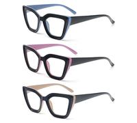 kollyseek 3 Pack Occhiali da lettura Donna Oversize Cat Eye con cerniera a molla