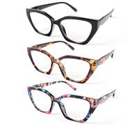 kollyseek Occhiali da Lettura donna Cat Eye anit Luce Blu Cerniere a Molla | Confezione 3 unico occhio di gatto, adatto a ogni tipo di viso, per lettura, computer e smartphone, +1,50 +2,00 +2,50