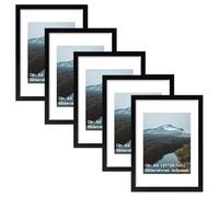 kollyseek Set di 5 cornici per foto DIN A4 e vetro acrilico nero, formato DIN A4 (21 x 29,7 cm), da appendere e da appoggiare, da parete, moderna, cornice decorativa nera