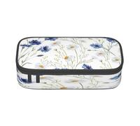 KoloQren Astuccio con stampa di fiori selvatici e fiori di fiordaliso, grande capacità, con cerniera, borsa portatile per cancelleria