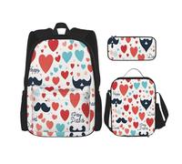 KoloQren Set zaino multifunzione per la festa del papà, con borsa per il pranzo e astuccio, per il tempo libero, alla moda, nero, Taglia unica