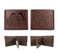 KOLOWKO Portafogli da uomo personalizzati, Portafogli con incisione, Portafogli con foto, Portafogli trifold in pelle da uomo, Regali per padre, marito, figlio, fidanzato, amici