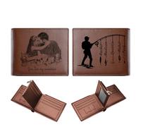 KOLOWKO Portafogli da uomo personalizzati, Portafogli con incisione, Portafogli con foto, Portafogli trifold in pelle da uomo, Regali per padre, marito, figlio, fidanzato, amici
