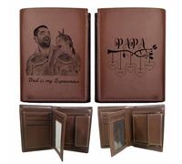 KOLOWKO Portafogli da uomo personalizzati, Portafogli con incisione, Portafogli con foto, Portafogli trifold in pelle da uomo, Regali per padre, marito, figlio, fidanzato, amici