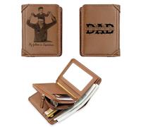 KOLOWKO Portafoglio da uomo personalizzato, portafoglio con foto incisa, portafoglio in pelle personalizzato a tre ante, regalo per padre, marito, fidanzato