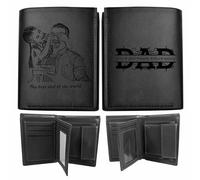 KOLOWKO Portafoglio Uomo in Pelle con Foto Personalizzata e Incisione - Portafoglio Trifold Regalo per Papà, Marito, Fidanzato - Idea Regalo Festa del Papà