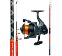 Kolpo Kit Combo Surf Casting Canna in Carbonio 4.2 mt 200 gr Mulinello e filo speciale spiaggia, moli, foce, scogliere