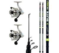 Kolpo kit da pesca bolognese con 2 canne telescopiche 4 mt + 2 mulinelli adatte alla pesca in mare lago e dalla barca