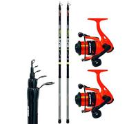 Kolpo kit da pesca bolognese con 2 canne telescopiche 5 mt + 2 mulinelli con filo adatte alla pesca in mare lago e dalla barca