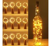 kolpop (12 pezzi) Luci per Bottiglia, Tappi LED a Batteria per Bottiglie, Filo di Rame Led Decorative Stringa Luci da Interni e Esterni per Festa, Giardino, Natalizie, Matrimonio (Bianco Caldo)
