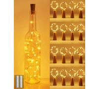 kolpop (16 pezzi) Luci per Bottiglia, Tappi LED a Batteria per Bottiglie, 2M 20LED Filo Rame Led Decorative Stringa Luci da Interni e Esterni per Festa Giardino Natalizie Matrimonio(Bianco Caldo)