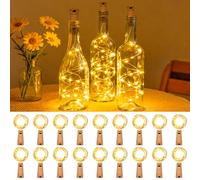 kolpop (18 Stück Luci per Bottiglia, 2M 20LED Tappi LED a Batteria per Bottiglie, Filo Rame Led Decorative Stringa Luci da Interni e Esterni per Festa, DIY, Giardino, Natale, Matrimonio-Bianco Cald