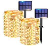 kolpop 2 Pacchi Luci Solari Esterno, 22+2m 220 LED Catena Luminosa Solare, 8 Modalità Impermeabile Lucine Esterno Energia Solare Decorative per Giardino, Natale, Matrimonio, Caldo Bianco