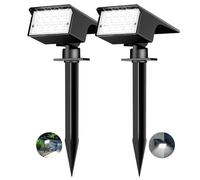 kolpop 2 Pcs/77 LED Faretti Solari LED da Esterno, 3 Modalità IP65 Impermeabile Lampade Solari da Giardino, 800lm 6000K Faretto Solare per Cortile, Patio, Vialetto, Alberi, Piscina (Bianco Freddo)