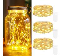 kolpop 3 Pezzi Mini Led a Batteria, 20 LED 2M Luci Led Batteria a Fili di Rame Bianco Caldo, Impermeabile Lucine Led Decorative a Batteria per Interni ed Esterni, Natalizi, Matrimoni, Feste