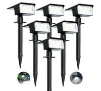 kolpop 6 Pcs/77 LED Faretti Solari LED da Esterno, 3 Modalità IP65 Impermeabile Lampade Solari da Giardino, 800lm 6000K Faretto Solare per Cortile, Patio, Vialetto, Alberi, Piscina (Bianco Freddo)