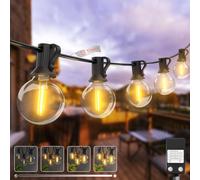 kolpop Catena Luminosa Esterno, 42FT Timer/Diminuzione Luci LED Esterno con G40 Lampadine, Lucine Esterno Giardino Impermeabile per Festa Patio Natale-13M