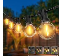 kolpop Catena Luminosa Esterno, 9.7M/30FT Timer/Diminuzione Luci LED Esterno G40 con 10+1 Lampadine di Ricambio, Lucine Esterno Giardino Impermeabile per Festa Patio Natale