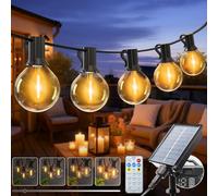 kolpop Catena Luminosa Esterno Solare 12+1 LED G40 Luci Solari da Giardino, Dimmable & Telecomando 10M/32.8FT Lucine Esterno Energia Solare con 8 Modalità, Impermeabile Illuminazione per Feste