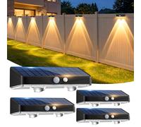 kolpop Lampada Solare da Esterno di 4 Pezzi Luci Solari Esterno Bianco Caldo Illuminazione Applique da Solare IP67 Luci Solari per Esterni per Muro Vialetto Giardino Recinzioni, Cortili, Patio