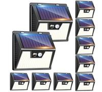 kolpop Luce Solare LED Esterno【10 Pezzi / 3 Modos】 Faretti Solari a Led da Esterno con Sensore di Movimento, Luci Solari Esterno IP65 Impermeabile Lampada Solare da Esterno per Giardino Garage Patio