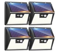 kolpop Luce Solare LED Esterno【4 Pezzi / 3 Modos】 Faretti Solari a Led da Esterno con Sensore di Movimento, Luci Solari Esterno IP65 Impermeabile Lampada Solare da Esterno per Giardino Garage Patio