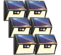 kolpop Luce Solare LED Esterno【6 Pezzi/Bianco caldo】 Faretti Solari a Led da Esterno con Sensore di Movimento, Luci Solari Esterno IP65 Impermeabile Lampada Solare da Esterno per Parete