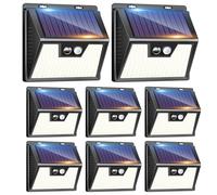 kolpop Luce Solare LED Esterno【8 Pezzi / 3 Modos】 Faretti Solari a Led da Esterno con Sensore di Movimento, Luci Solari Esterno IP65 Impermeabile Lampada Solare da Esterno per Giardino Garage Patio