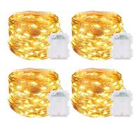 kolpop Luci Natale Esterno Batteria [4 Pezzi], [Timer] Filo Luci Led a Batteria 5M 50LED 2 Modalità Impermeabile Lucine LED Decorative Esterno/Interni per Balcone Giardino Feste Natale (Bianco Caldo)