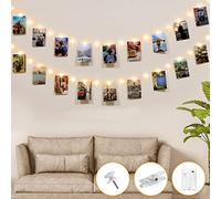 Kolpop Luci Per Foto, 5M 50LED Decorative Per Camere Filo Con Mollette 30 Clip Appendi Foto da Interno Per Matrimonio Compleanno Bianca Caldo