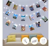 Kolpop Luci Per Foto, 5M 50LED Lucine Decorative Per Camere Con Mollette, 30 Clip Filo Appendi Foto, Luci LED Interno Per Matrimonio Compleanno - Bianco Freddo