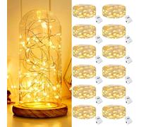 kolpop Stringa Luci Led a Batteria, 12 Pezzi Impermeabile Lucine Led Decorative a Batteria, 20 Led 2M Mini Led a Batteria per Interni Natalizi Matrimoni Feste Compleanno Decorazione