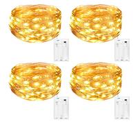 kolpop Stringa Luci LED a Batteria [4 Pezzi], Catena Luminosa 5m 50 LED con Filo Rame Ghirlanda Luminosa Lucine LED Decorative per Camere da Letto Giardino Casa Feste Natale Matrimonio (Bianco Caldo)